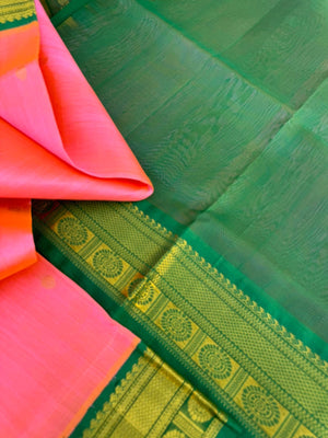 Korvai Silk Cottons - kanakambaram pink and green