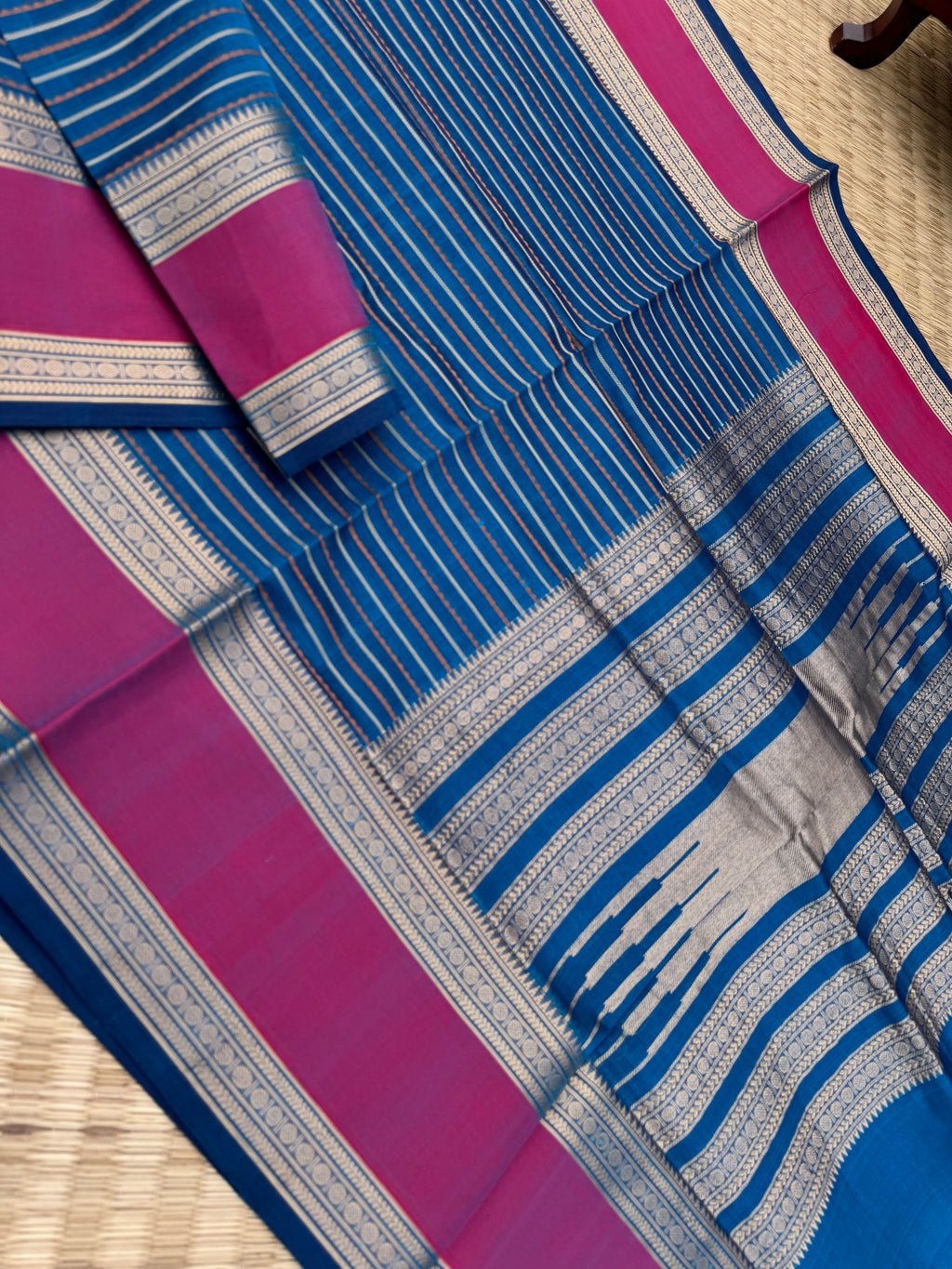 Woven Motifs Silk Cotton - a stunning burnt blue veldhari