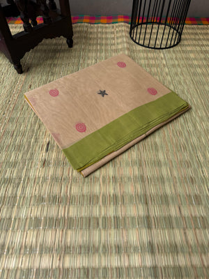 Pragatham - Contrast Play - beige cream and olive green
