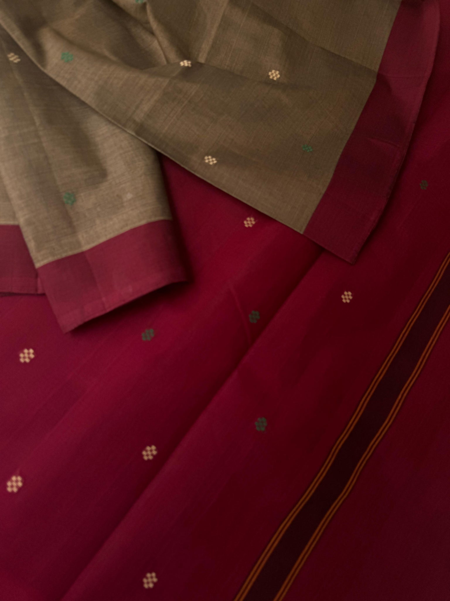 Pragatham - Contrast Play - dusky cookie beige and aaraku