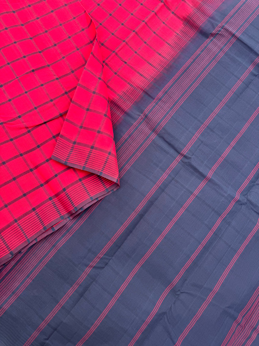 Pragatham - Contrast Play - pink flowers and bluish grey