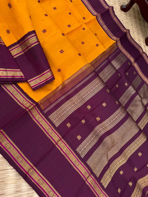 Meenakshi - Heirloom Korvai Kanchivaram - vintage mustard and betel nut