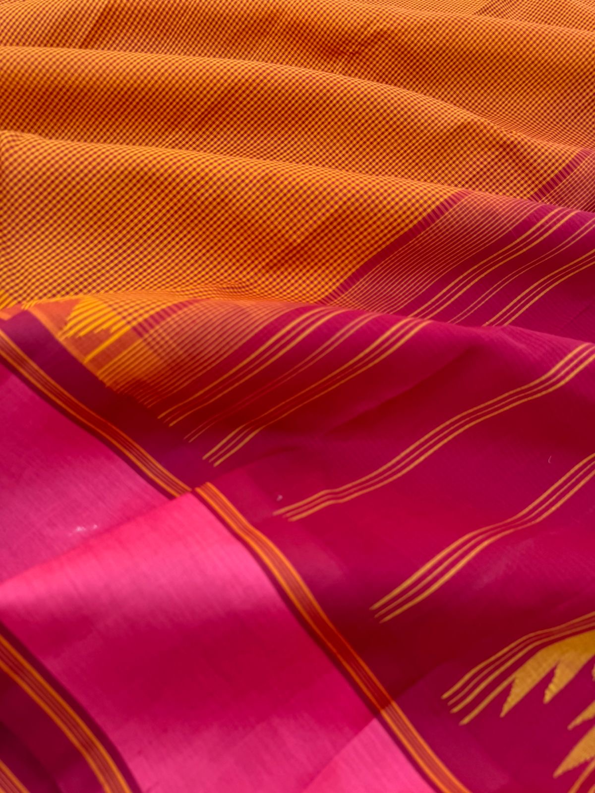 Signature Silk Cotton -mustard and aaraku kasa kasa kattam with burnt pink borders