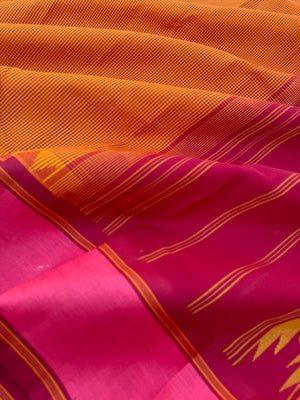 Signature Silk Cotton -mustard and aaraku kasa kasa kattam with burnt pink borders