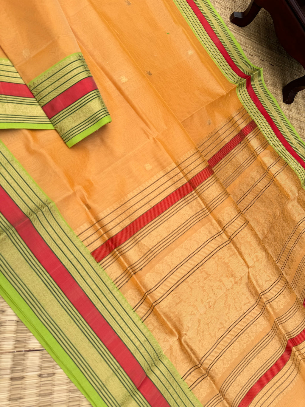 Zari Kissed Silk Cotton - pastel pale apricot yellow a rare find tone