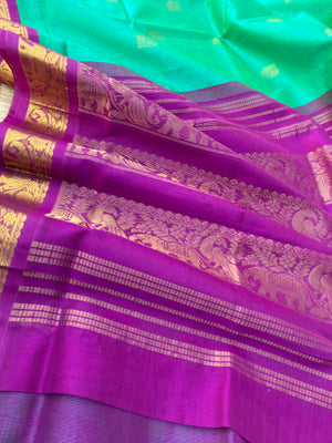 Korvai Silk Cotton - dual tone turquoise and purple