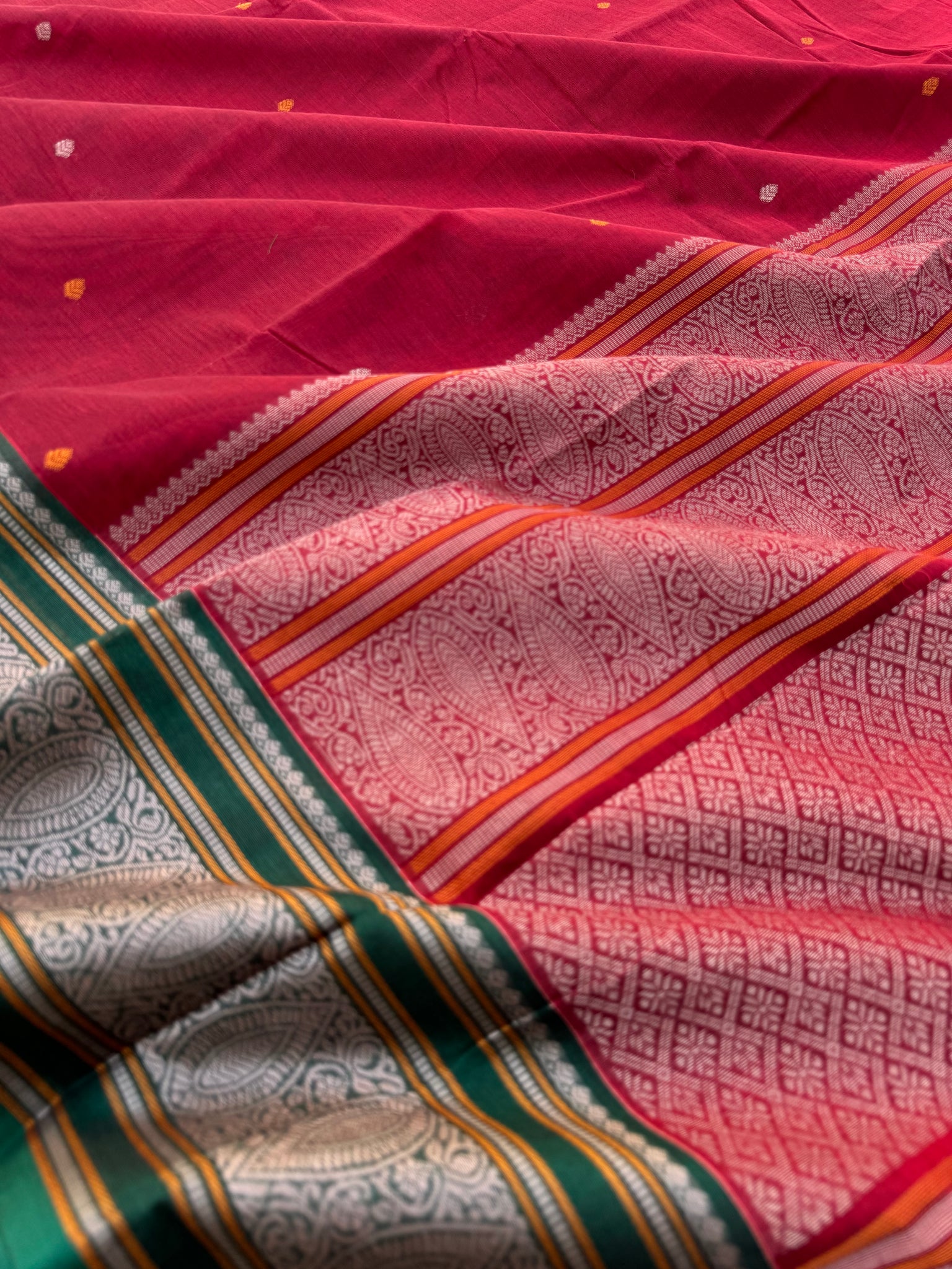 Mangalavastaram -reddish marron with woven borders and grand pallu