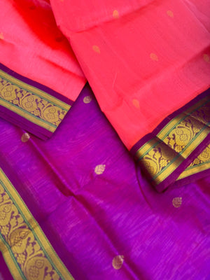 Korvai Silk Cottons - gorgeous pink and purple