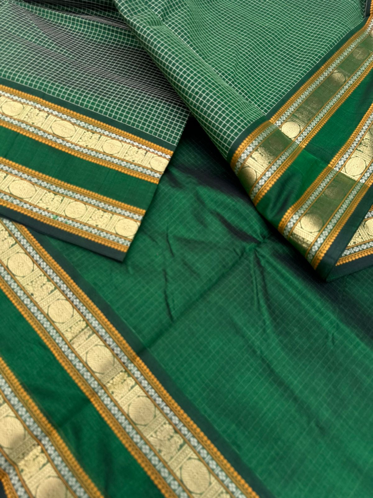 Zari Kissed Silk Cotton - stunning green podi kattam