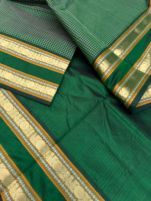 Zari Kissed Silk Cotton - stunning green podi kattam