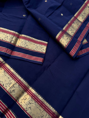 Zari Touched Mangalavastaram - dark navy blue