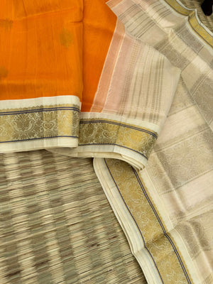 Korvai Silk Cottons - stunning mango yellow and creamy off white