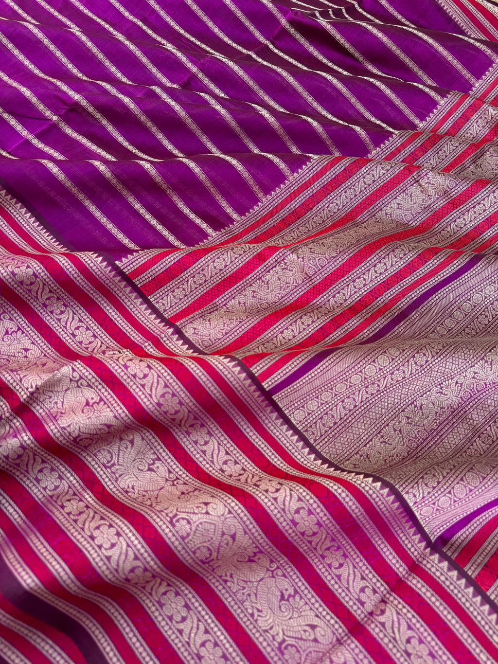 Woven Motifs Silk Cotton - purple veldhari