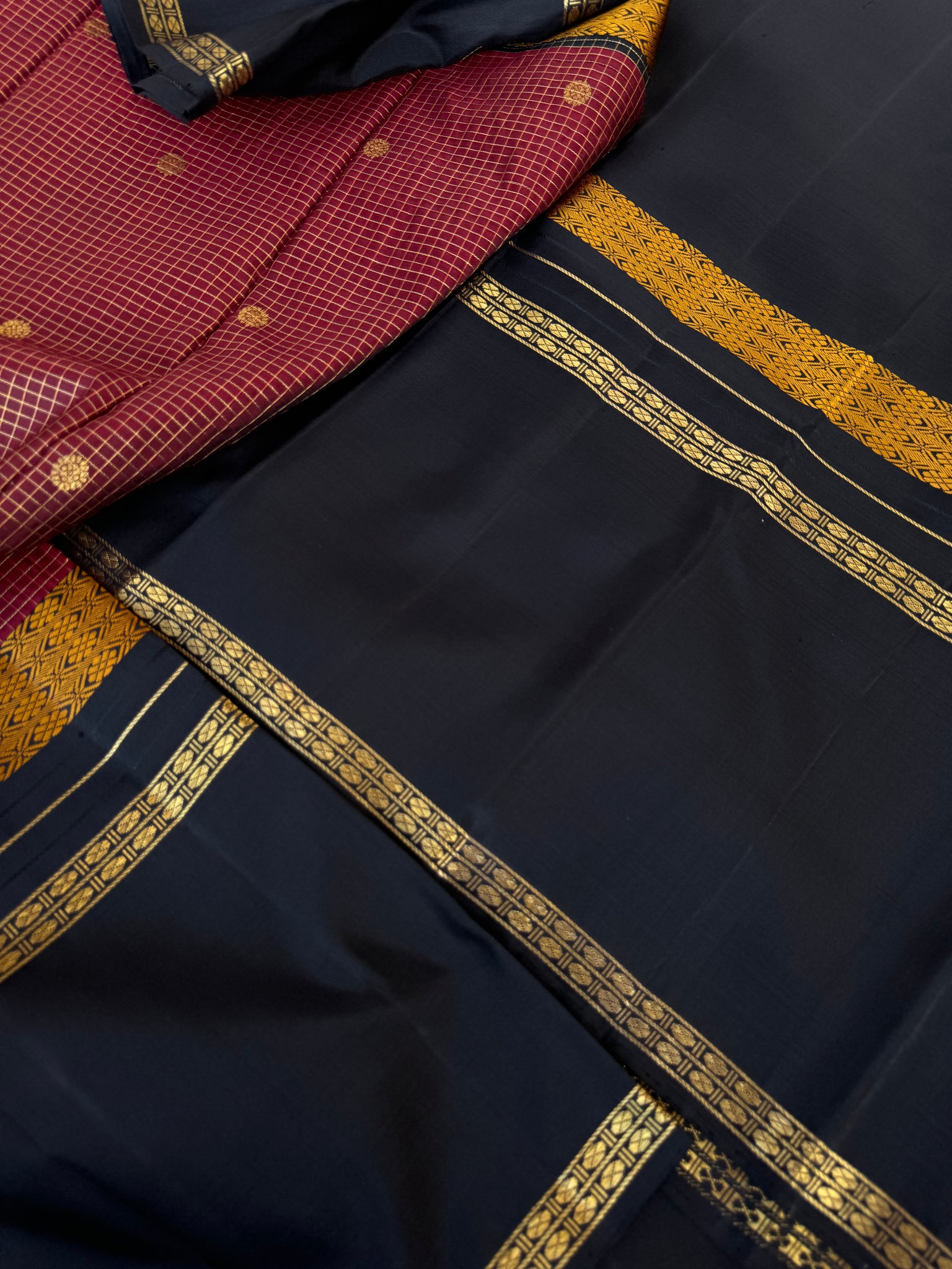Vintage Ragas on Korvai Kanchivaram - the most beautiful wine and black with all stunning vintage elements