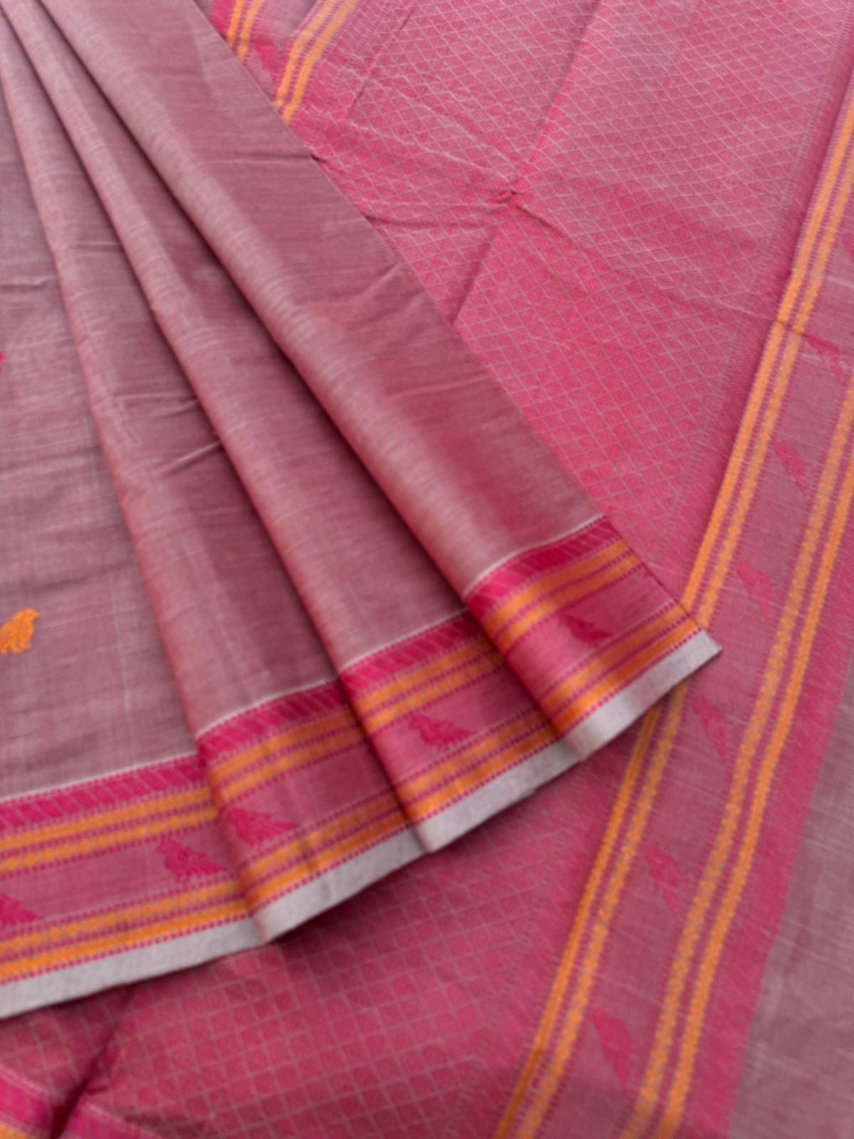 Mangalavastaram - stunning English tone onion peal parrots woven buttas