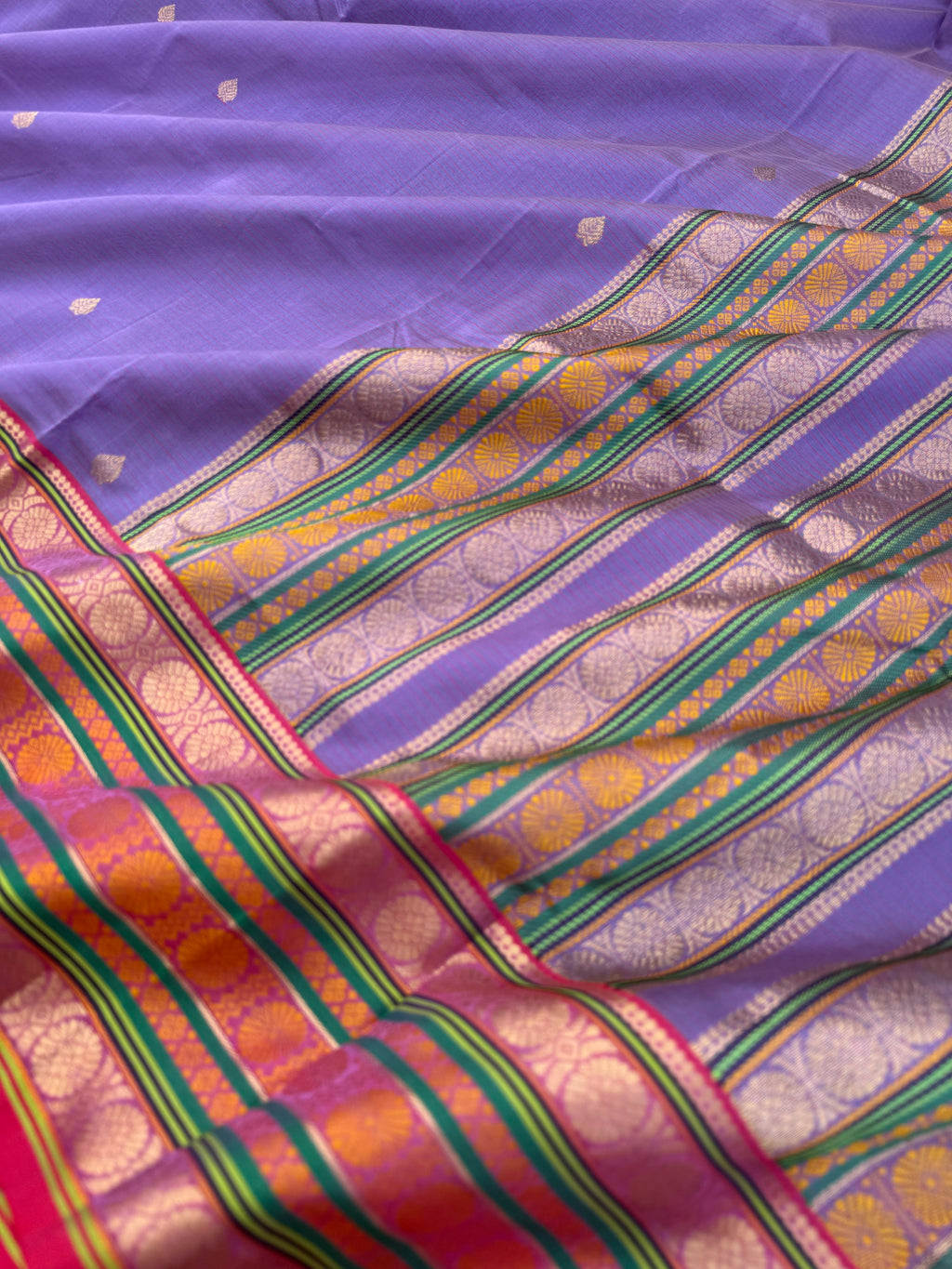 Zari Kissed Silk Cotton - greyish lavender varusai pett