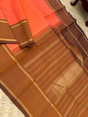 Diwali Edits - Kanchivaram For All Occasions - a unique shade of kanakambaram orange and caramel tone borders pallu and blouse