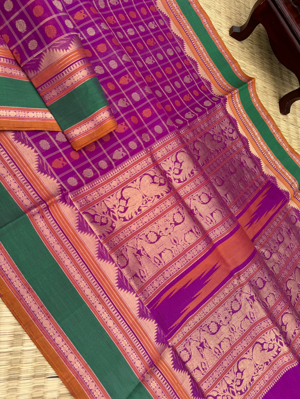 Woven Motifs Silk Cotton - deep pink 1000 buttas