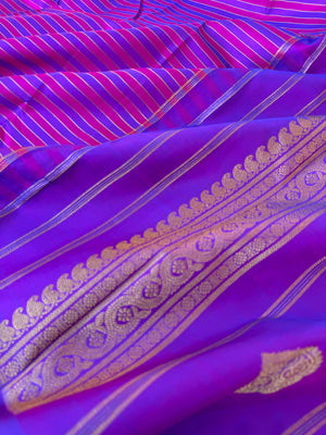 Vari - Stripes woven Kanchivaram | violet and pink