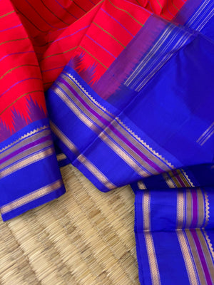 Veldhari on Korvai Kanchivaram - stunning beautiful red and ms blue