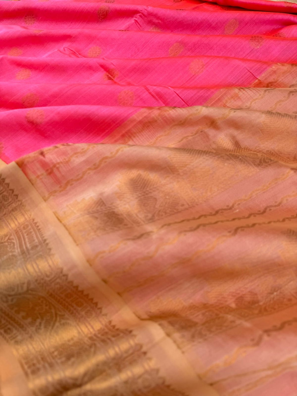 Korvai Silk Cottons - kanakambaram pink and sandal wood tone