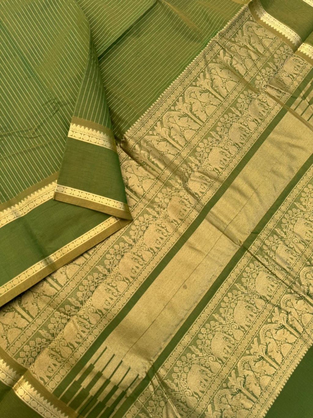 Zari Touched Mangalavastaram - rust mixed green