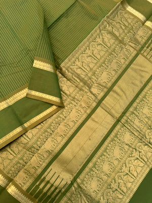 Zari Touched Mangalavastaram - rust mixed green