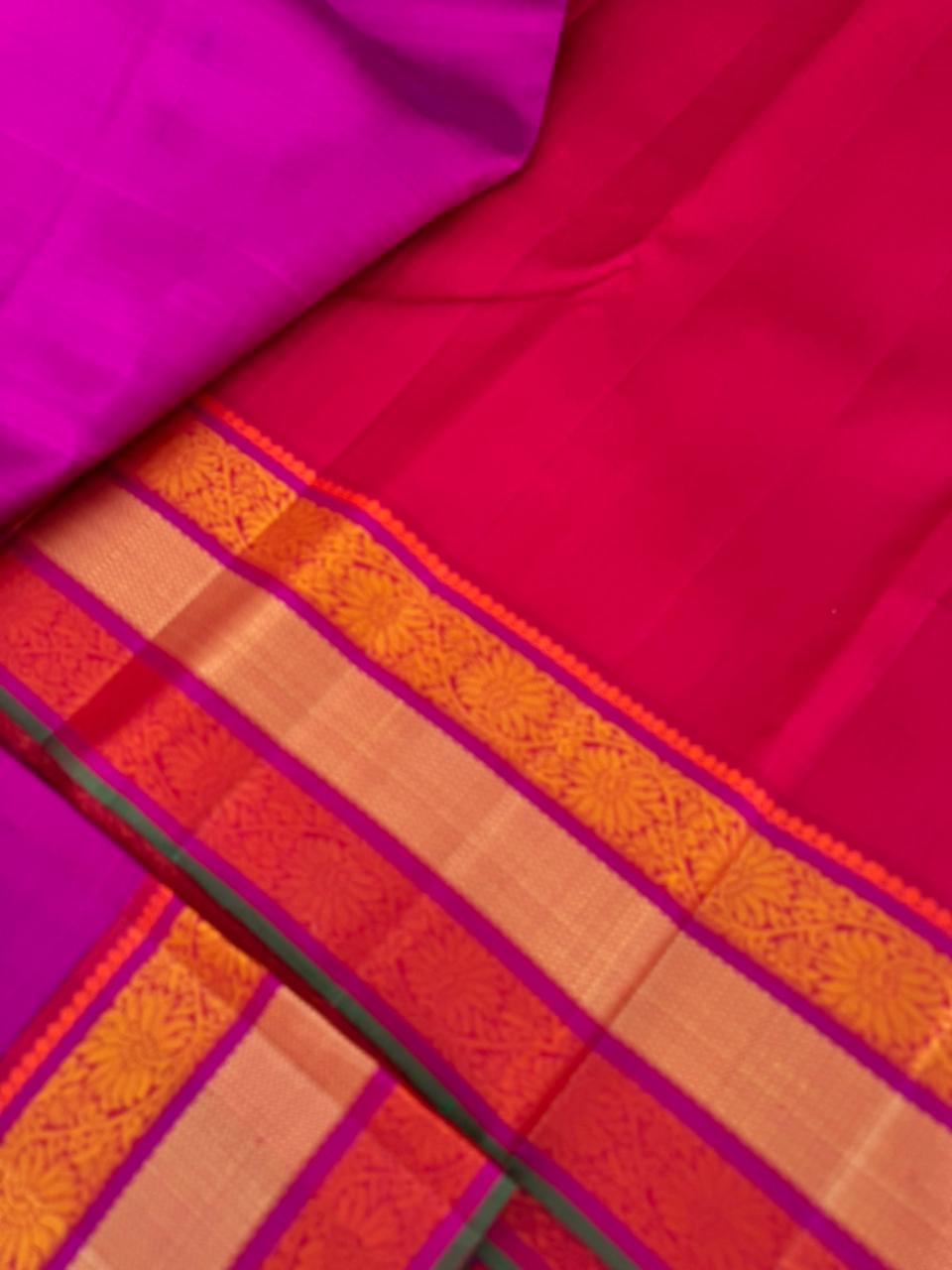 Kanchivaram Trunk - a gorgeous no zari vada malli Kanchi with varusai pett woven borders