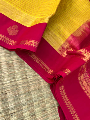 Korvai Silk Cotton - sunflower mustard and red podi kattam