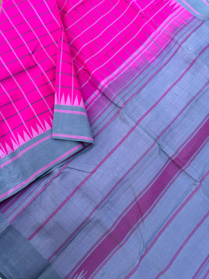Signature Silk Cotton -pink and grey kattam