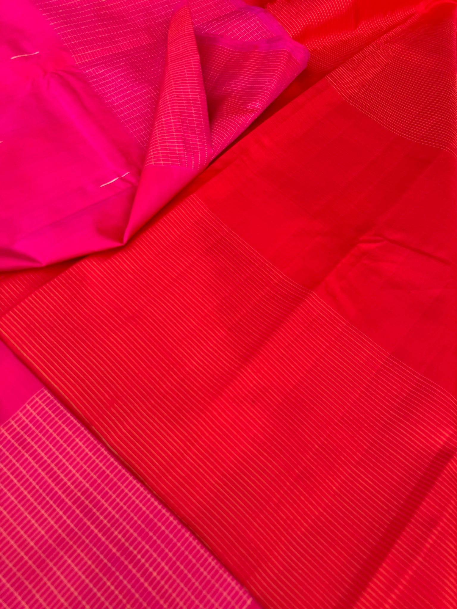 Aadthyayam – The Everyday Kanchivaram - a stunning pink body with red pallu and blouse