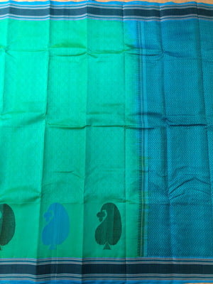 Woven Motifs Silk Cotton - pale aqua green and aqua blue