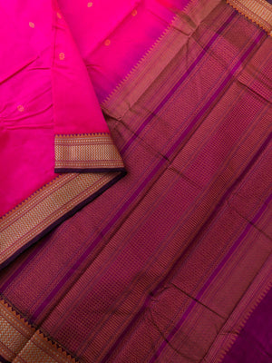 Woven Motifs Silk Cotton - beautiful Indian pink and purple