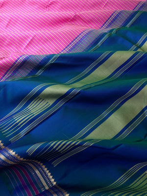 Margazhi Vibes on Korvai Kanchivaram - a stunning oosi valapoo kooda on paneer rose body with peacock blue green pallu and blouse