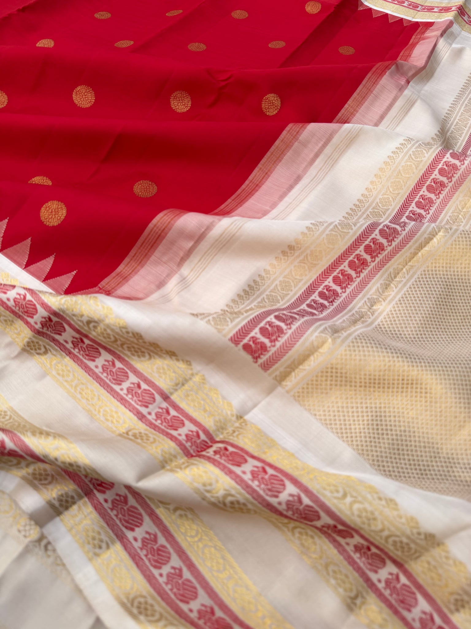 Vintage Ragas on Kanchivarams - Gorgeous deep cherry red and off white ...