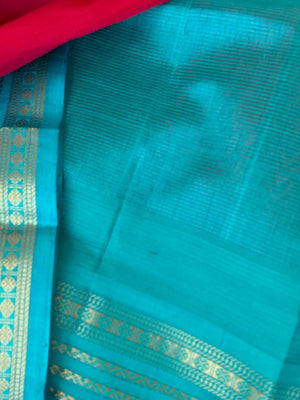Korvai Silk Cotton - pink and turquoise