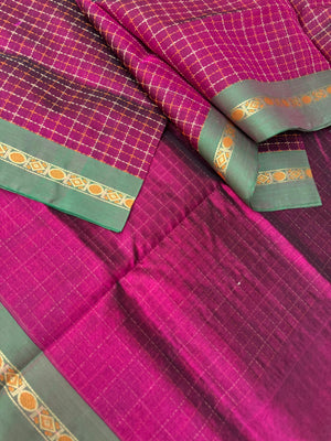 Woven Motifs Silk Cotton - majentha pluse buttas