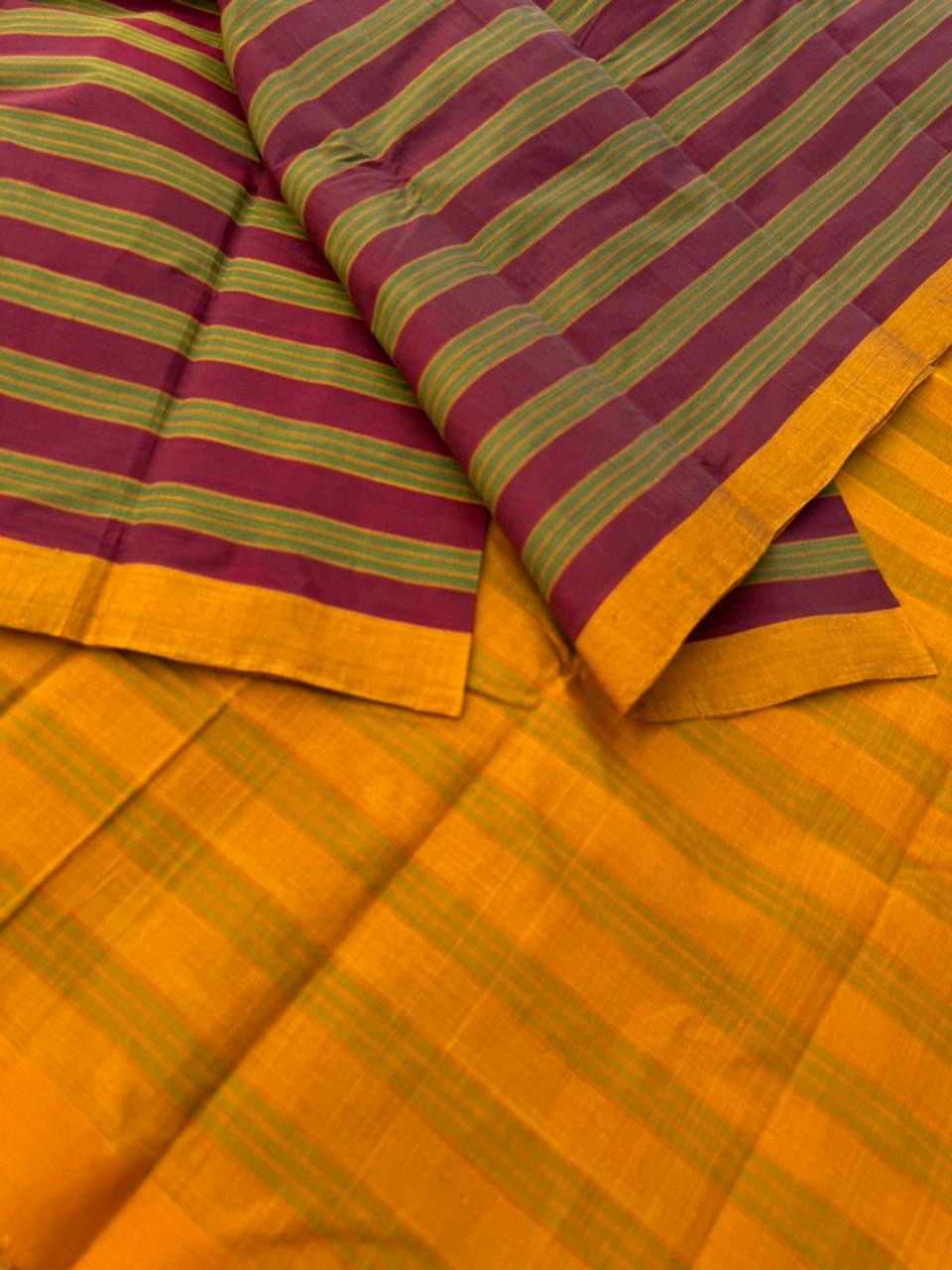 Mangalavastaram - maroon and algae green with contrast pallu and blouse