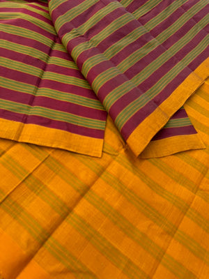 Mangalavastaram - maroon and algae green with contrast pallu and blouse