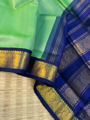 Korvai Silk Cottons - pale dual tone green podi kattam
