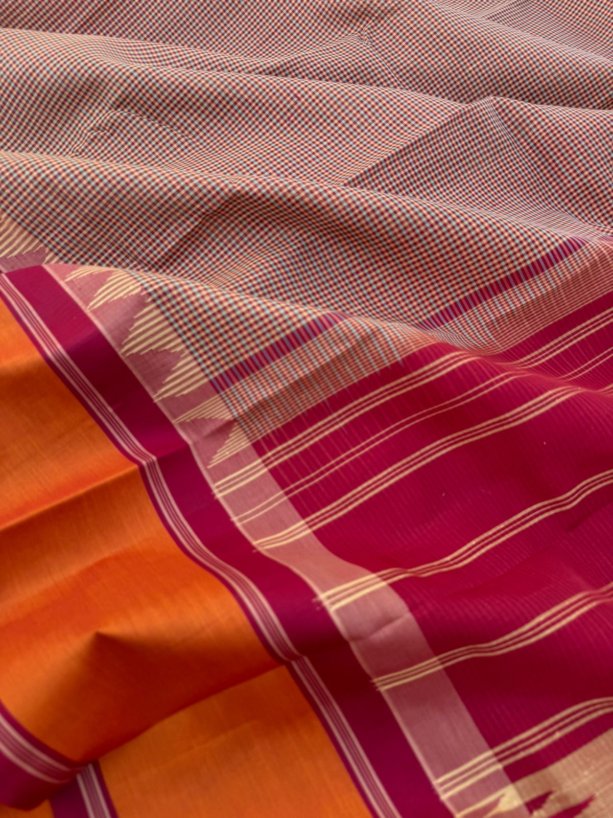 Signature Silk Cotton -beige ice blue aaraku three colour woven kasa kasa kattam