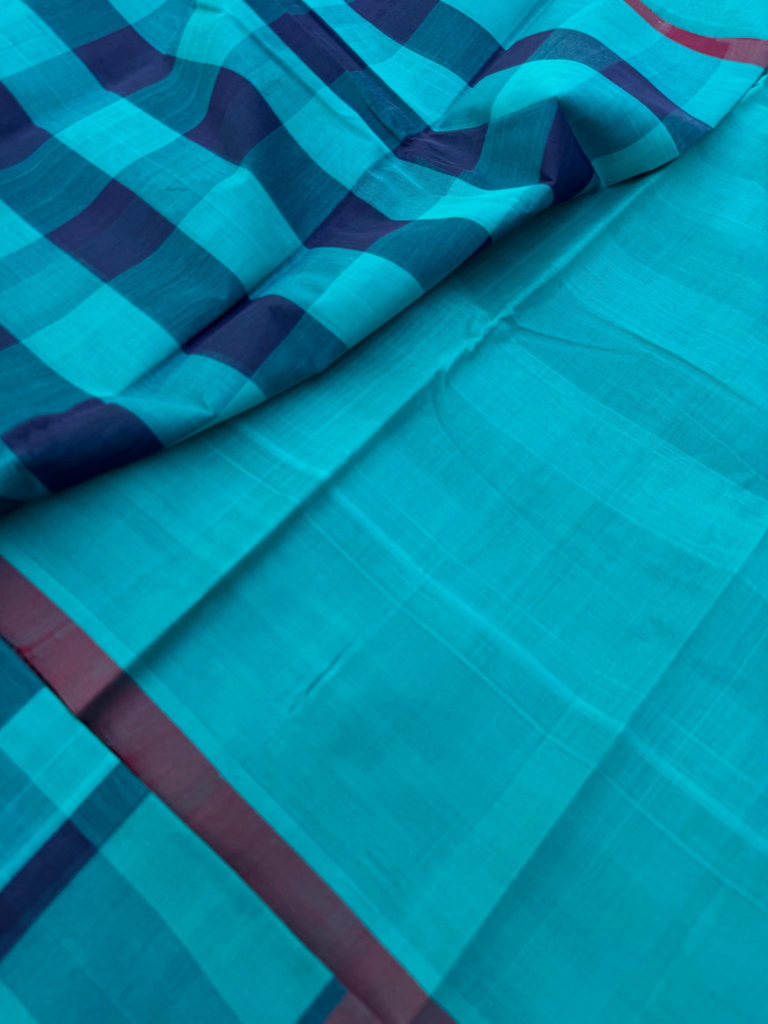 Pragatham - Contrast Play - blue and blue check with Chettinad vibes