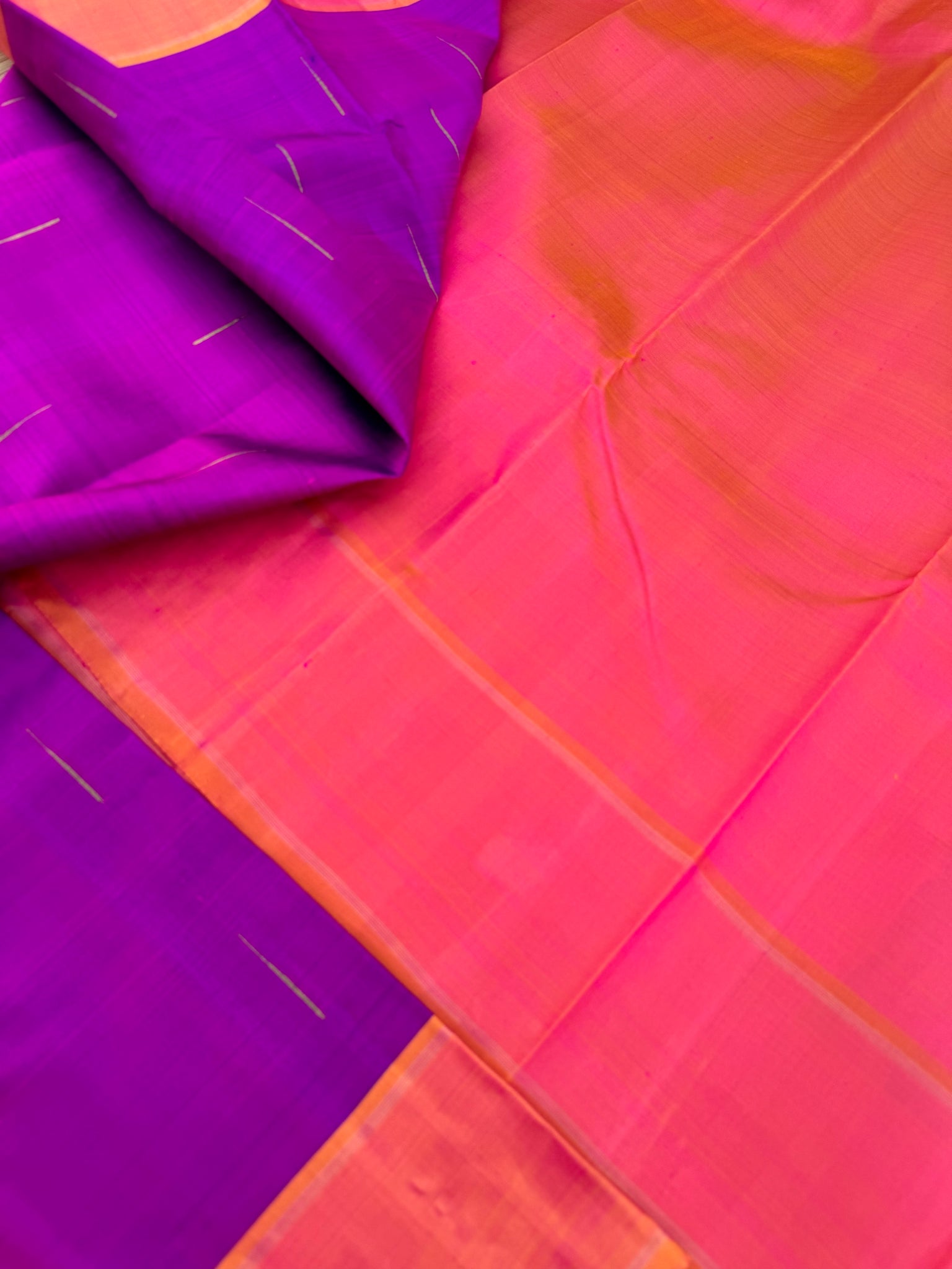 Diwali Edits - Kanchivaram For All Occasions - stunning purple and peach rain drops woven buttas