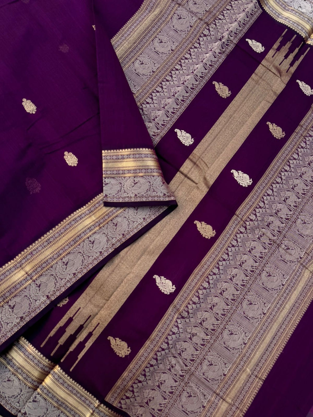 Zari Touched Mangalavastaram - dark deep jammun purple