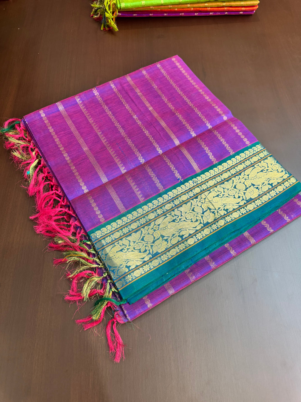 Vertical Veldhari on Zari Kissed Silk Cotton -