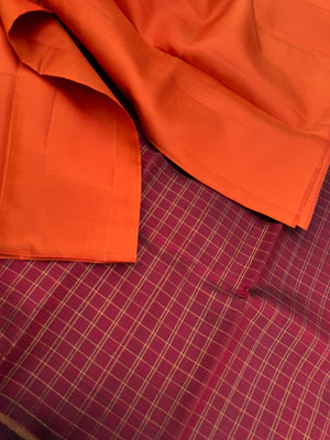 Niram - Celebrating of Full Plain Kanchivaram Silks Paired with Beautiful Blouses - rust orange saree with kanchivaram zari kattam blouse