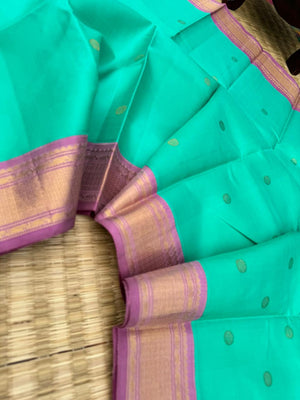 Meenakshi - Heirloom Korvai Kanchivarams - a unique tone of pastel aqua and baby pink