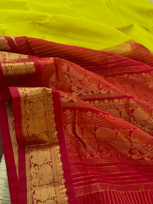 Korvai Silk Cotton - sampanga and red
