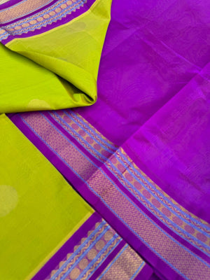 Korvai Silk Cottons - freeh green and violet