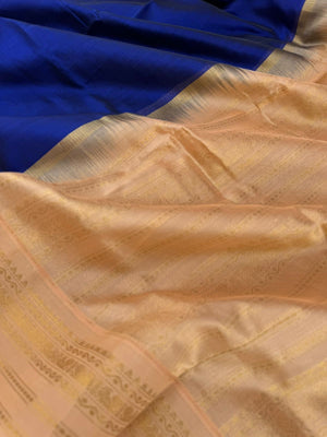 Korvai Silk Cotton - dark navy blue and sandalwood